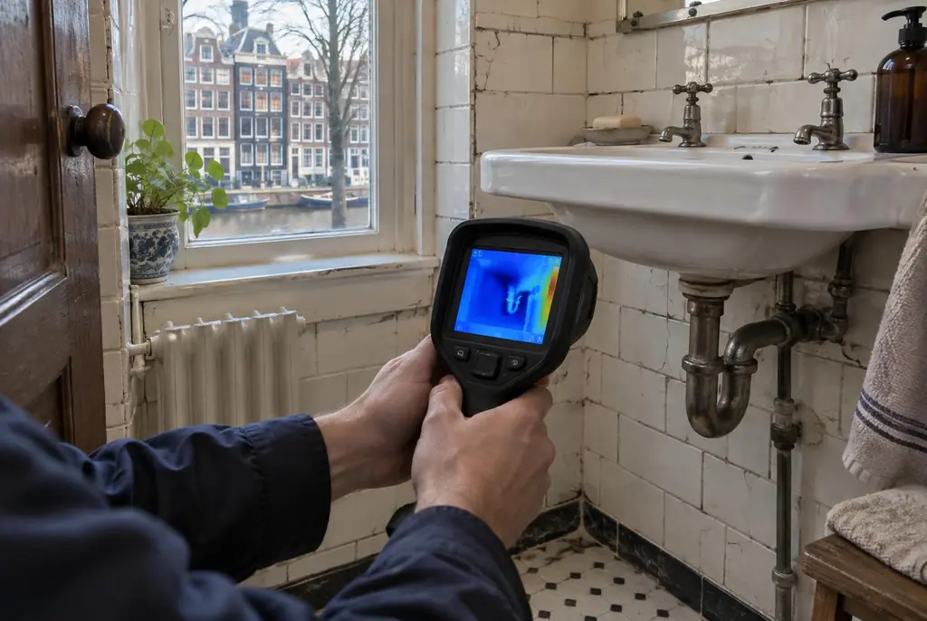 Lekdetectie Westbroek – badkamer met oude leidingen achter de tegels