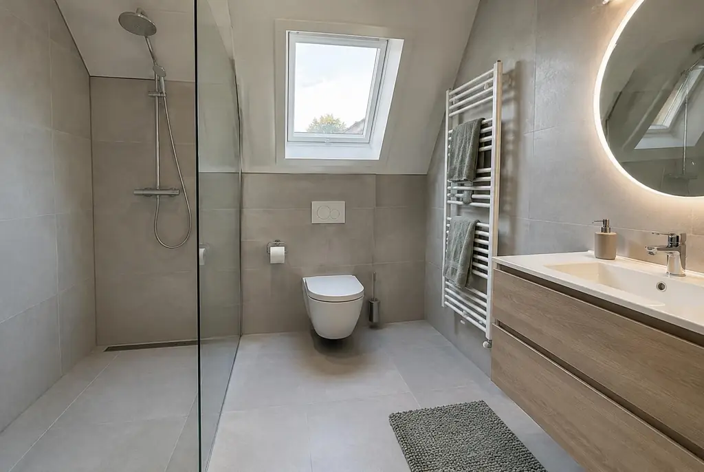 Lekdetectie Westbroek – droge badkamer met inloopdouche na herstel