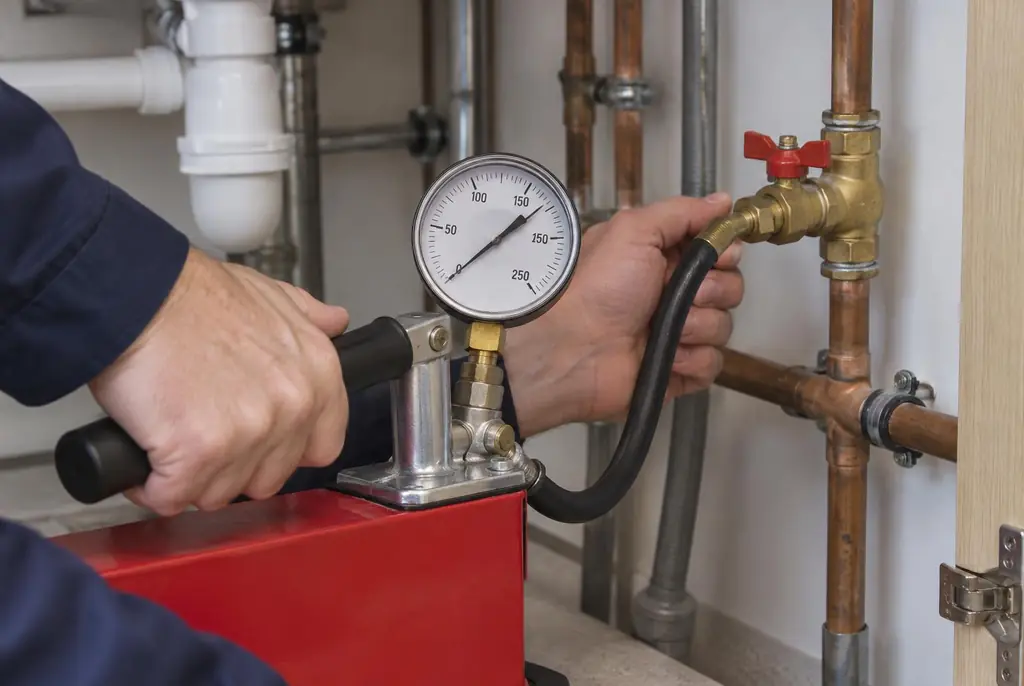 Lekdetectie Westbroek – druktest op een waterleiding met een manometer
